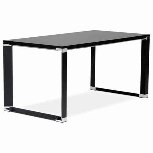 Bureau de direction droit design ´XLINE´ en verre noir – 160×80 cm