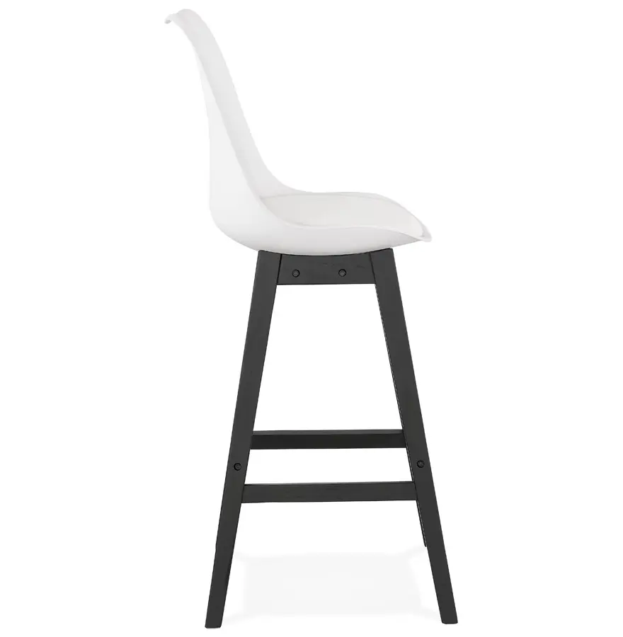 Tabouret de bar ´CAMILA´ blanc avec pied en bois noir ...