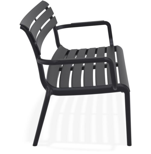 Banc de jardin noir AROMA XL en plastique robuste 2