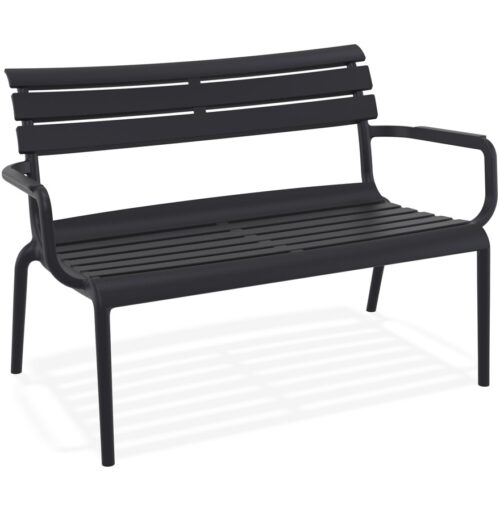 Banc de jardin noir AROMA XL en plastique robuste