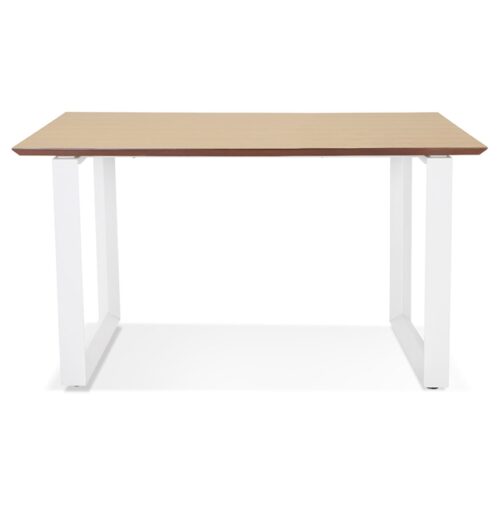 Bureau GIMINI bois naturel et metal blanc 130x70 cm 1