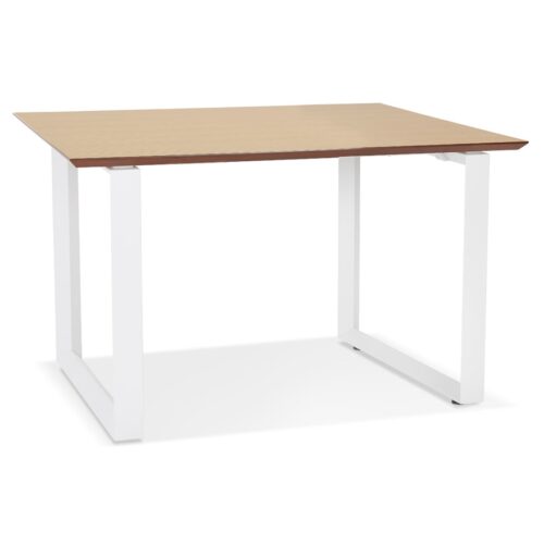 Bureau GIMINI bois naturel et métal blanc – 130×70 cm