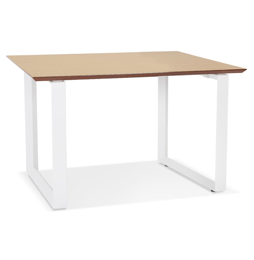 Bureau GIMINI bois naturel et métal blanc - 130x70 cm