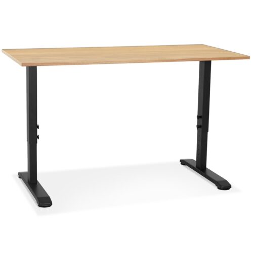 Bureau OSMOSE ajustable en bois naturel et metal noir 140x70 cm 1