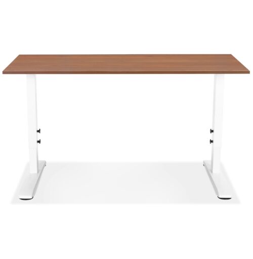 Bureau OSMOSE bois Noyer et metal blanc 140x70 cm reglable en hauteur 2