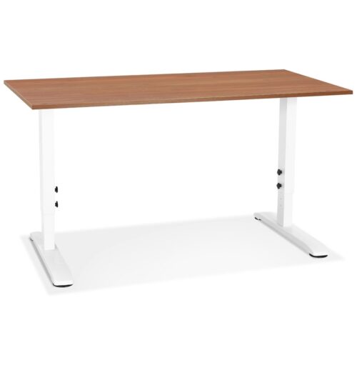 Bureau OSMOSE bois Noyer et métal blanc - 140x70 cm