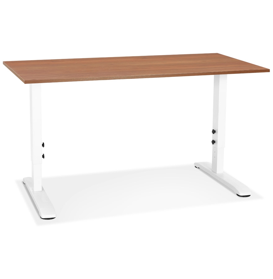 Bureau OSMOSE bois Noyer et métal blanc - 140x70 cm