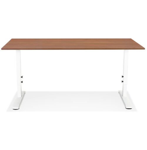 Bureau OSMOSE bois Noyer et metal blanc 160x80 cm hauteur ajustable 2