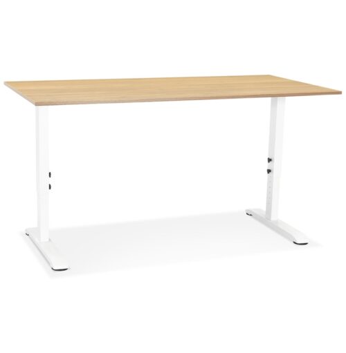 Bureau OSMOSE bois naturel metal blanc 160x80 cm hauteur ajustable 2