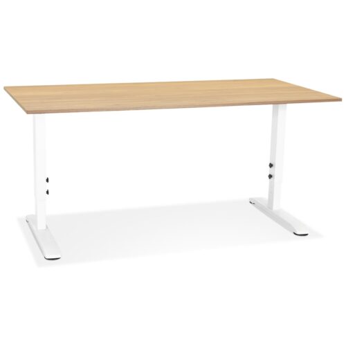 Bureau OSMOSE bois naturel métal blanc – 160×80 cm, hauteur ajustable