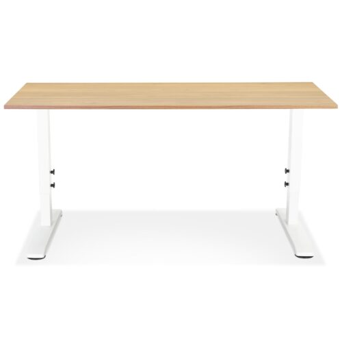 Bureau OSMOSE reglable bois naturel metal blanc 140x70 cm 2