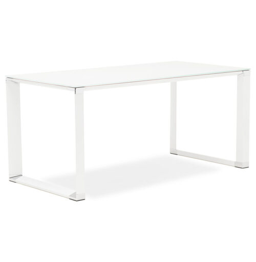 Bureau XLINE design en verre blanc 160x80 cm 1