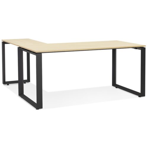 Bureau d’angle BAKUS bois naturel et métal noir – 160 cm