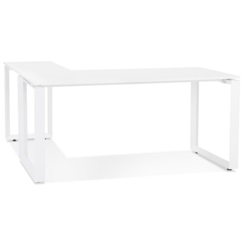 ‘Bureau d’angle design BAKUS – Bois & métal blanc, 160 cm’