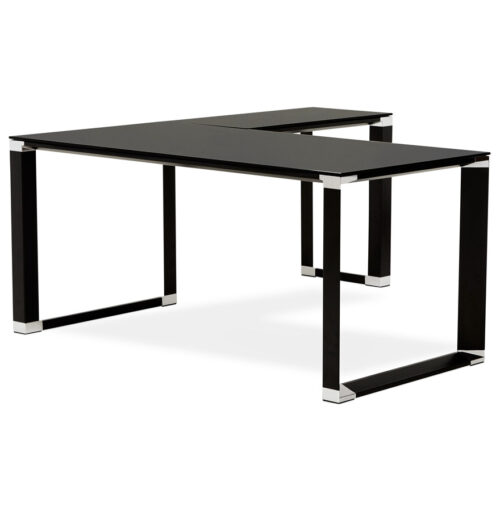 Bureau dangle design en verre noir XLINE 160 cm angle personnalisable 2