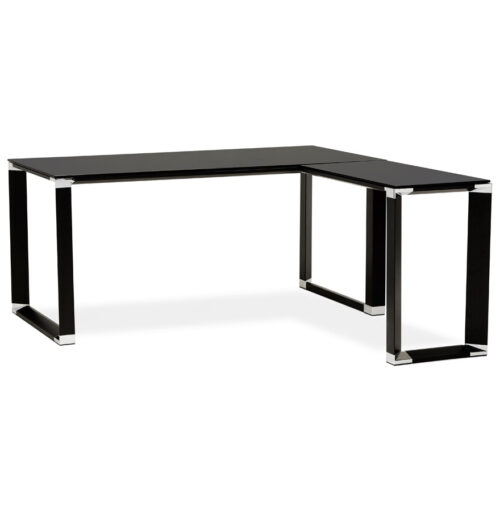 Bureau d'angle design en verre noir XLINE - 160 cm