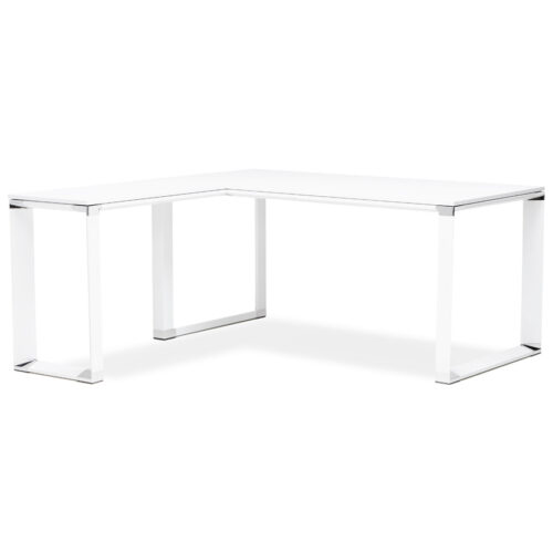 Bureau d’angle en bois blanc XLINE : 160 cm (personnalisable)