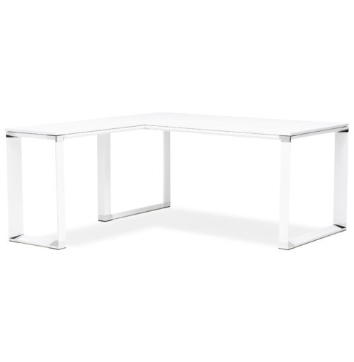 Bureau d'angle en bois blanc XLINE : 160 cm (personnalisable)