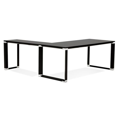 Bureau de direction en angle XLINE bois noir 200 cm 2