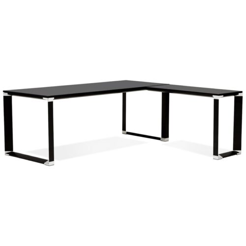 Bureau de direction en angle XLINE bois noir – 200 cm