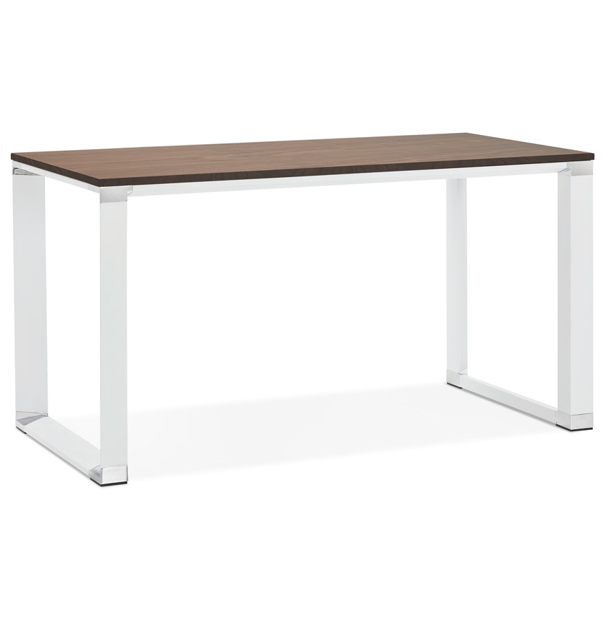 Bureau design XLINE bois Noyer & métal blanc - 140x70 cm