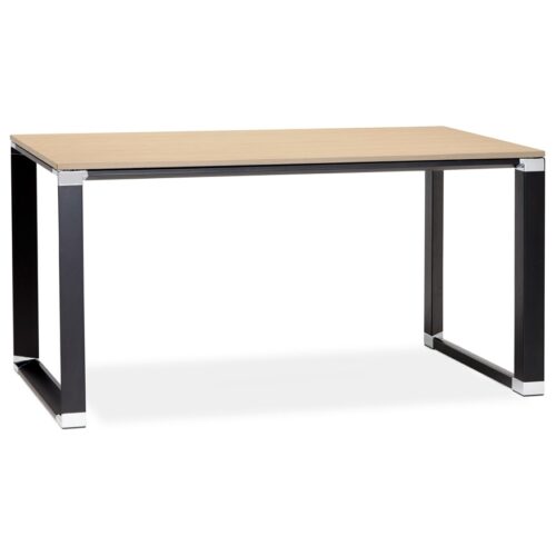 Bureau design XLINE bois naturel & métal noir – 140×70 cm