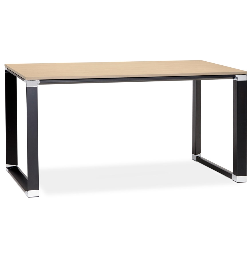 Bureau design XLINE bois naturel & métal noir - 140x70 cm