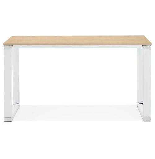 Bureau design XLINE en bois naturel et metal blanc 140x70 cm 1