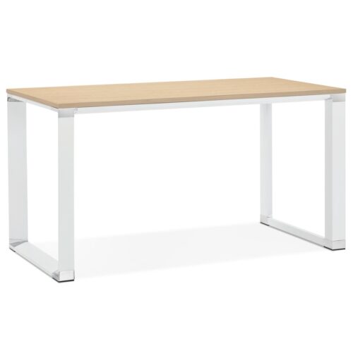 Bureau design XLINE en bois naturel et métal blanc - 140x70 cm