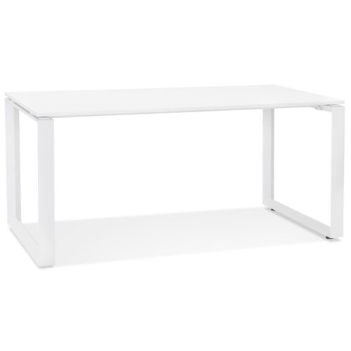 Bureau design en bois et métal blanc BAKUS – 160×80 cm