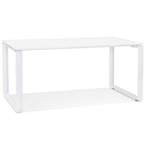 Bureau design en bois et métal blanc BAKUS - 160x80 cm