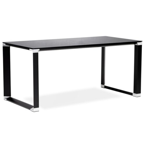 Bureau design en verre noir XLINE 140x70 cm 2