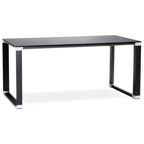 Bureau design en verre noir XLINE – 140×70 cm