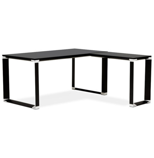 Bureau direction angle design XLINE bois noir - 160 cm.