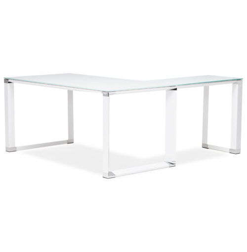 Bureau direction angle verre blanc XLINE 160 cm 2