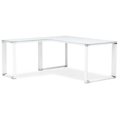 Bureau direction angle verre blanc XLINE – 160 cm