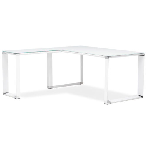 Bureau direction angle verre blanc XLINE - 160 cm