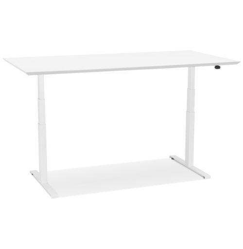 Bureau electrique BIONIK assis debout bois metal blanc 180x90 cm 1