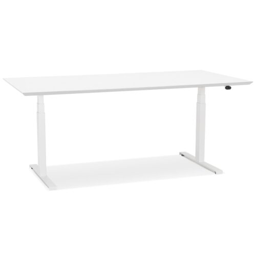 Bureau électrique BIONIK assis-debout bois métal blanc - 180x90 cm