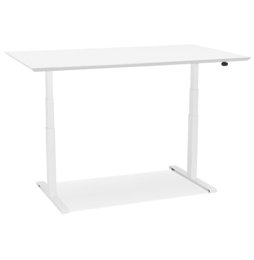 Bureau electrique Bionik assis debout Plateau bois et metal blanc 150x70 cm 1