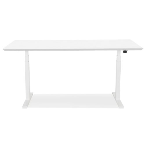 Bureau electrique Bionik assis debout Plateau bois et metal blanc 150x70 cm 2