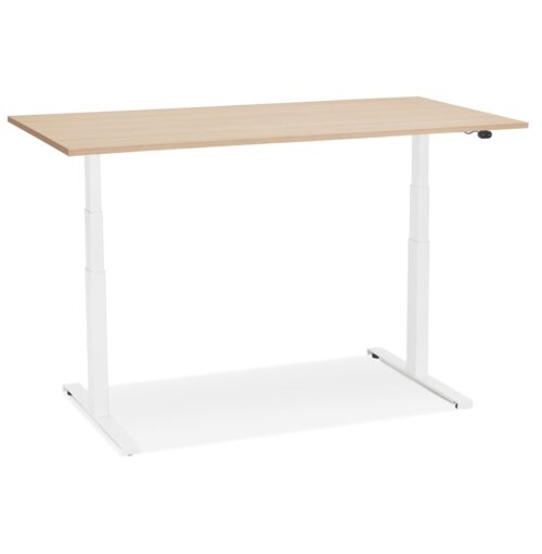 Bureau electrique TRONIK blanc bois naturel 140x70 cm 1