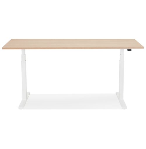 Bureau electrique TRONIK blanc bois naturel 140x70 cm 2