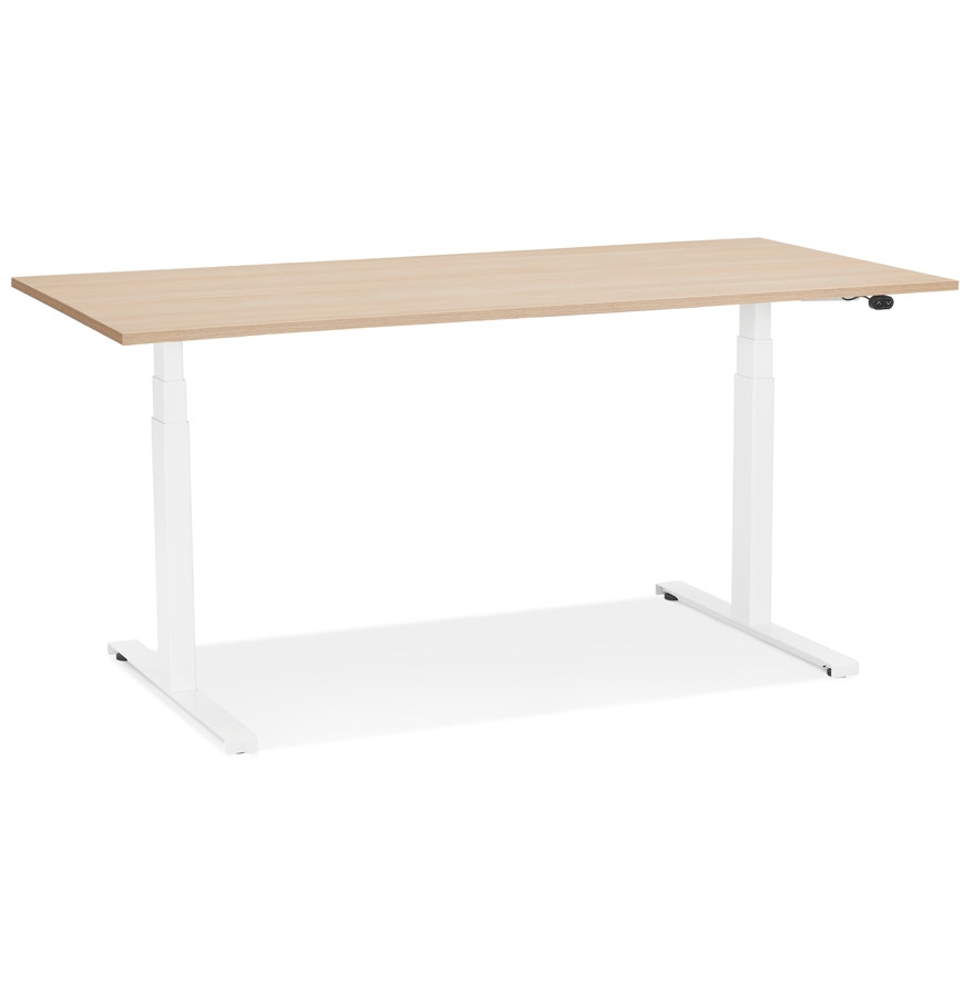 Bureau électrique TRONIK blanc bois naturel - 140x70 cm