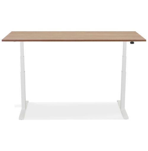 Bureau electrique TRONIK blanc plateau Noyer 160x80 cm 2