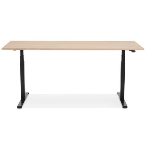 Bureau electrique TRONIK noir plateau bois naturel 160x80cm 2