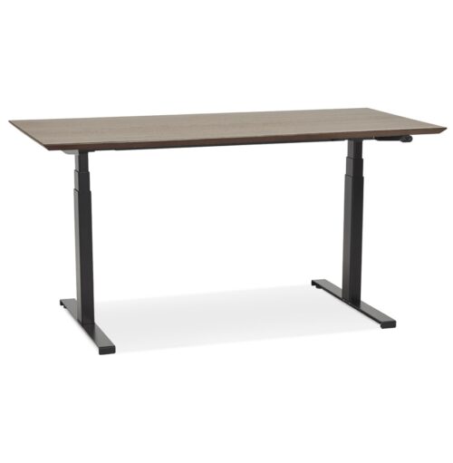 Bureau électrique assis-debout BIONIK bois Noyer/métal noir - 150x70 cm