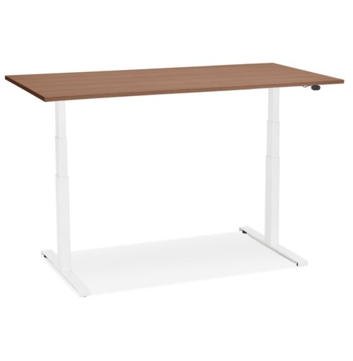 Bureau electrique blanc TRONIK 140x70 cm Bois fini Noyer 1