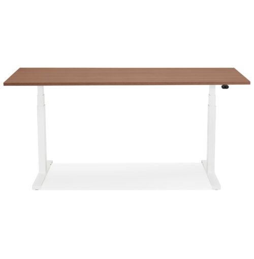 Bureau electrique blanc TRONIK 140x70 cm Bois fini Noyer 2