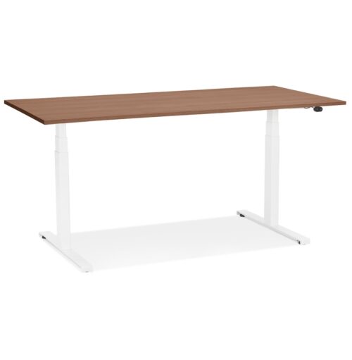 Bureau électrique blanc TRONIK 140x70 cm - Bois fini Noyer